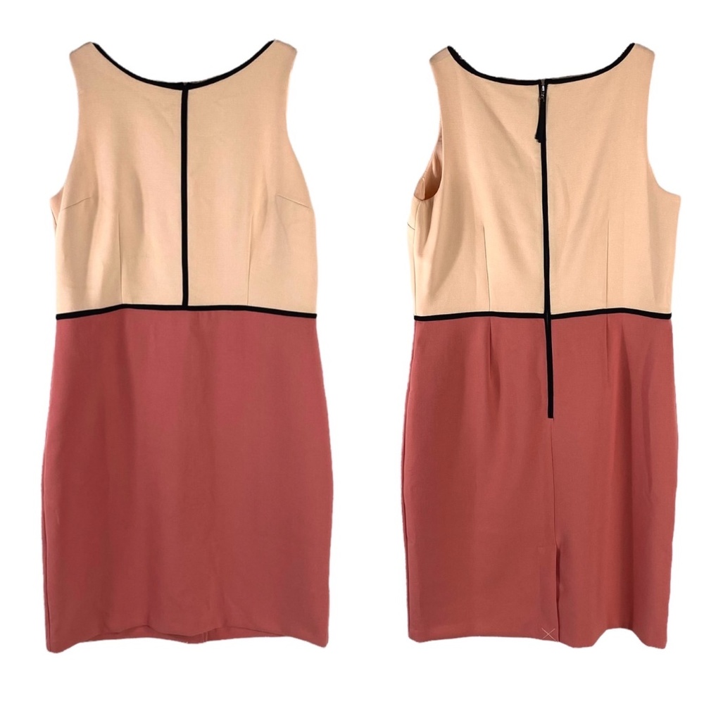 LOFT Two-Tone Sleeveless Midi Dress in Cream and Dusty Rose